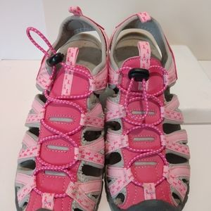 Breast Cancer Site, pink sandals with ribbons sz 7